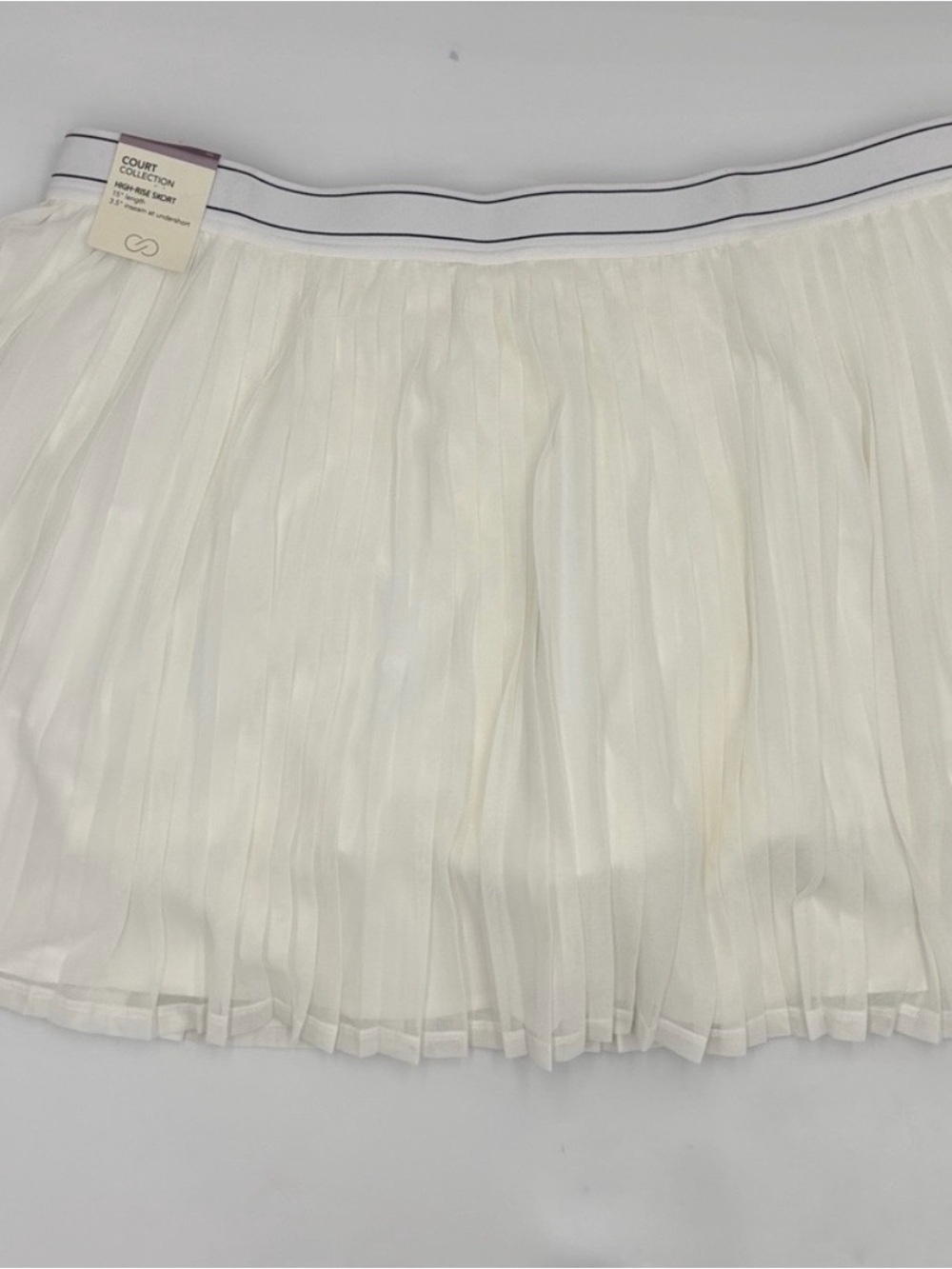 CALIA Pleated Mesh Skort in Pure White